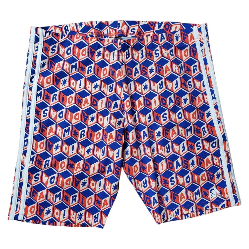adidas Blue White Red Geometric Athletic Shorts